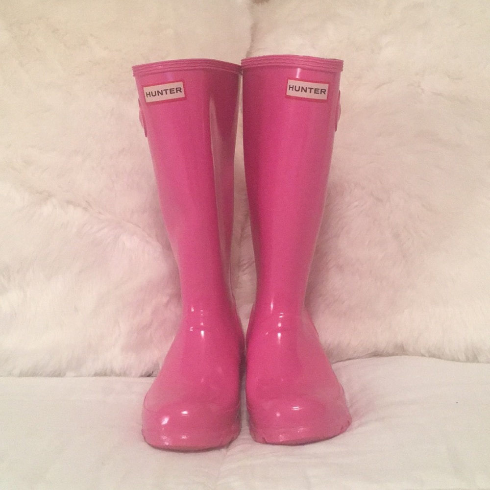 Worn once, Tall pink Hunter Boots 💕